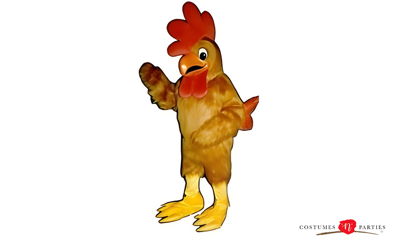 Person in a mascot chicken costume for a workplace event.